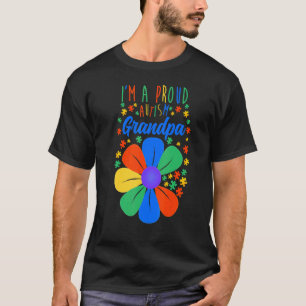 Mens Sunflower Proud Autism Grandpa Autism Awarene T-Shirt
