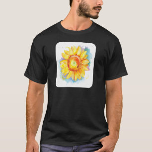 Mens Sunflower Watercolor Blossom Yellow Floral Fl T-Shirt