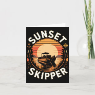 Mens sunset skipper boating boat pontoon lake life card