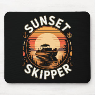 Mens sunset skipper boating boat pontoon lake life mouse mat