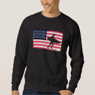 Mens Surfing American Flag Surf Usa Surfers Surfbo Sweatshirt