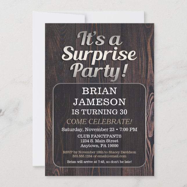 Mens Surprise Party Invitation For Man Adult Male (Front)