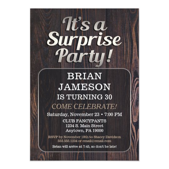 Mens Surprise Party Invitation For Man Adult Male