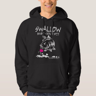 Mens Swallow Baby Don't Spit Carp Fishing Pop-Up B Hoodie