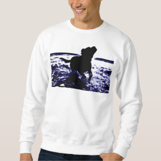 Men's sweatshirt black lab playing in water