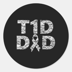 Mens T1d Dad Diabetes Awareness Distressed Classic Round Sticker