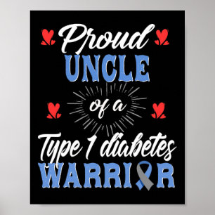 Mens T1D Proud Uncle Diabetes Awareness Type 1 Ins Poster