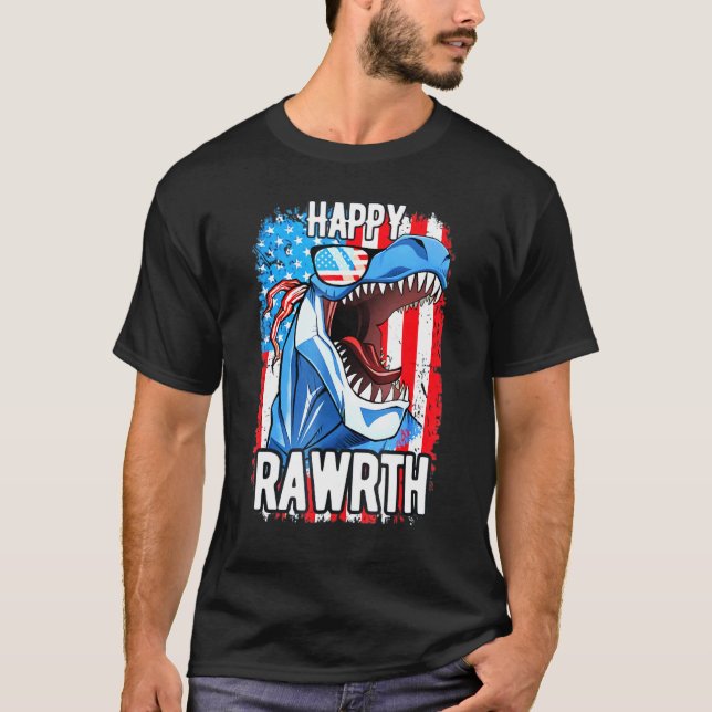 Mens T-Rex Us Independence Day 4th Of July T-Shirt (Front)