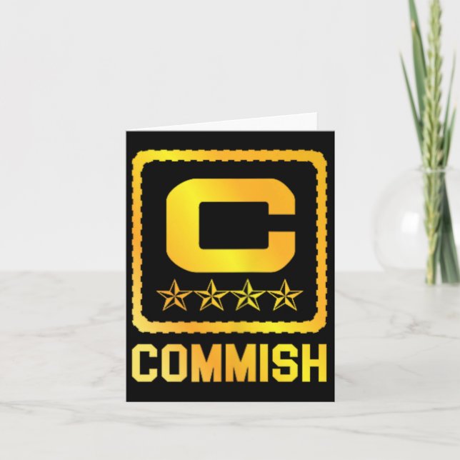 Mens T Shirt Commish Fantasy Football Draught Comm Card (Front)