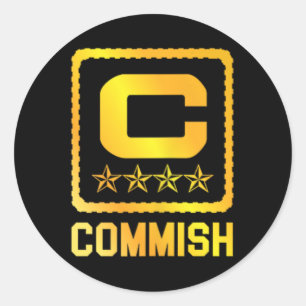 Mens T Shirt Commish Fantasy Football Draught Comm Classic Round Sticker