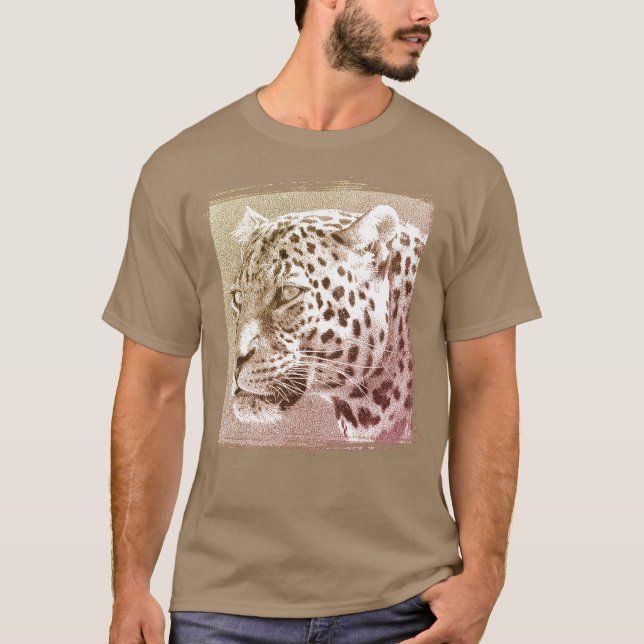 Men's T-Shirt Leopard Head Modern Elegant Template (Front)