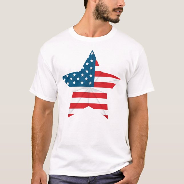 Men's T-Shirt-Patriotic Flag Star T-Shirt (Front)
