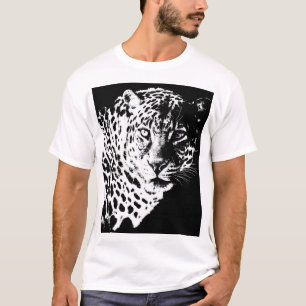 Mens T-Shirt Pop Art Template Animals Leopard Head
