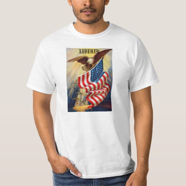 Mens T-Shirt w/ Eagle Defending Liberty (Front)