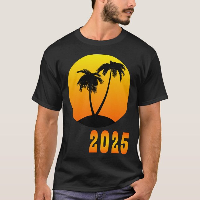Men's T-shirt with a print of palm trees (Front)