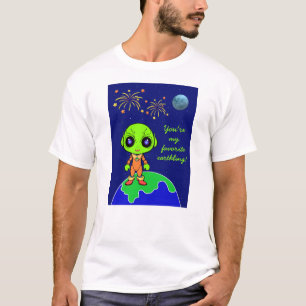 Men's T-Shirt with Alien and Fireworks by JoImages