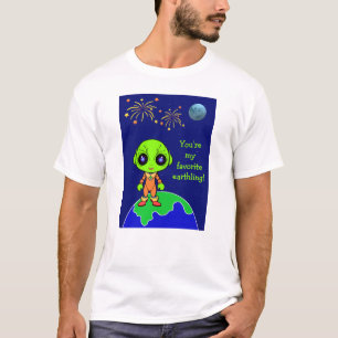 Men's T-Shirt with Alien and Fireworks for new Dad