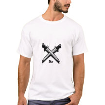 Men's T-Shirt with Crossed Swords and "No" Stateme