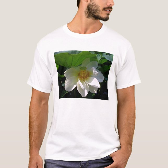 Mens T Shirt with delicate white Lotus Flower (Front)