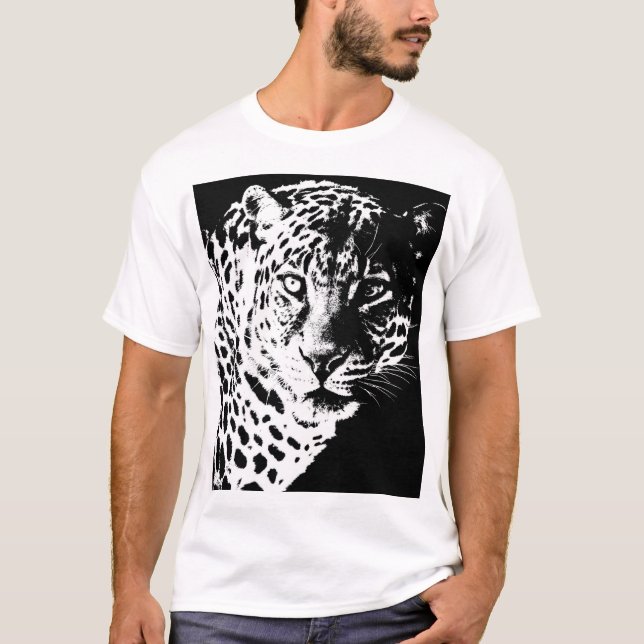 Mens T Shirts Pop Art Template Animals Leopard (Front)