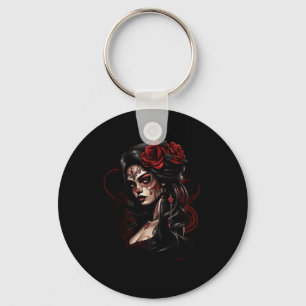 Mens Tattoo Sch Mexican Art Rose Dia De Los Key Ring