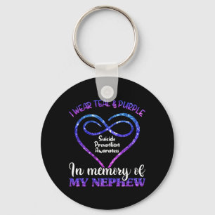 Mens Teal Purple Nephew Remembrance Prevention Key Ring