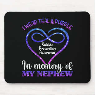Mens Teal Purple Nephew Remembrance Prevention Mouse Mat