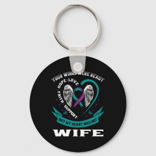 Mens Teal Purple Ribbon Wings Suicide Awareness Pr Key Ring