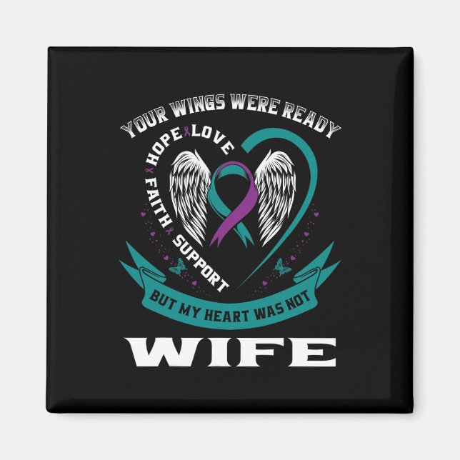 Mens Teal Purple Ribbon Wings Suicide Awareness Pr Magnet (Front)