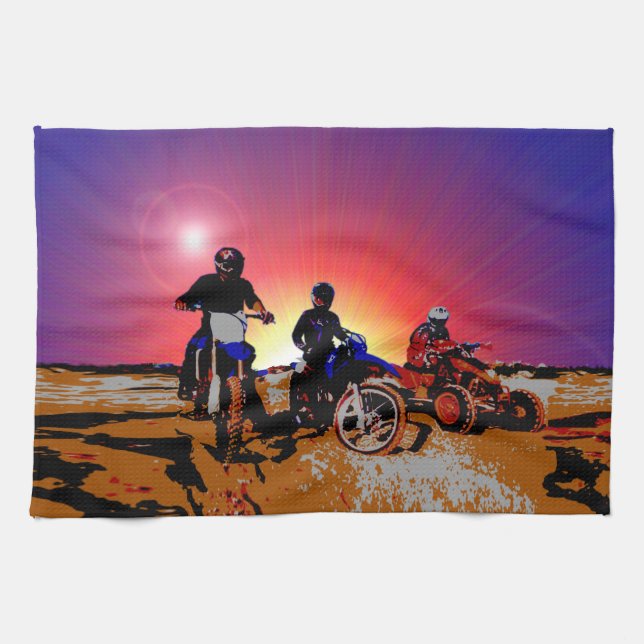 Men's Teen Boy's Motocross Motorbike Riding Tea Towel (Horizontal)