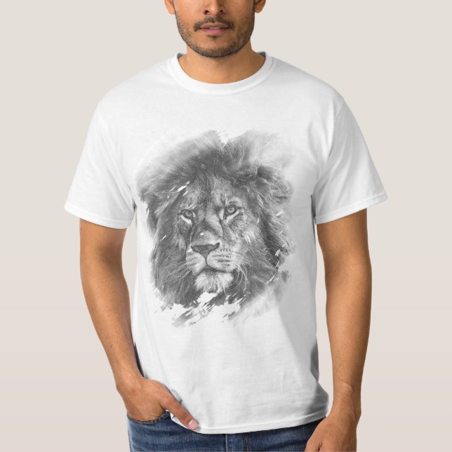 Men's Template T-Shirts Lion Face Elegant Animal (Front)