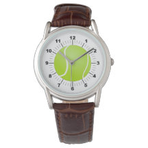 Men's Tennis Ball Classic Brown Leather Watch