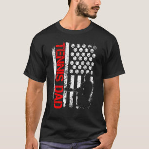 Mens Tennis Us American Flag For Patriotic Dad Fat T-Shirt