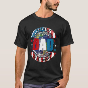 Mens The Best Dad In The World American Flag Papa  T-Shirt