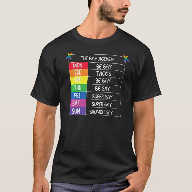 Mens The Gay Agenda  Lgbtq Pride Month Supporter G T-Shirt (Front)