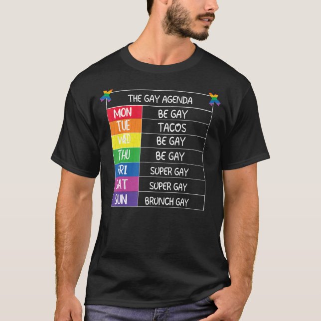 Mens The Gay Agenda  Lgbtq Pride Month Supporter G T-Shirt (Front)