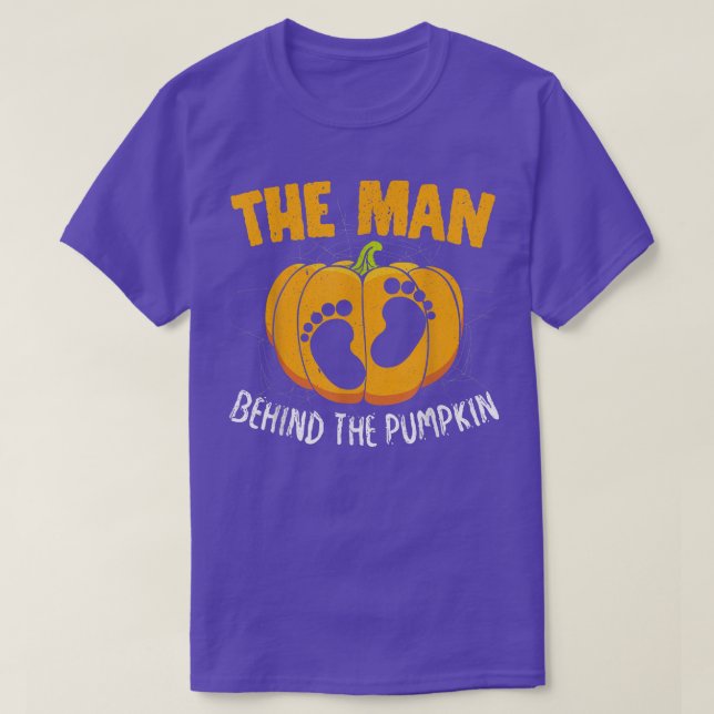 Mens The Man Behind The Pumpkin Halloween Pregnanc T-Shirt (Design Front)