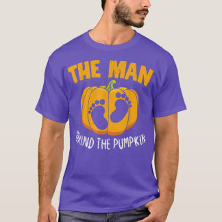 Mens The Man Behind The Pumpkin Halloween Pregnanc T-Shirt