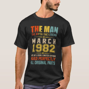Mens The Man Myth Legend March 1982 40Th Birthday T-Shirt