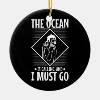 Mens The ocean is calling and i must go Scuba Ceramic Tree Decoration