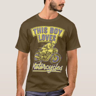 Mens This Boy Loves Motorcycles Funny Motorcycle B T-Shirt