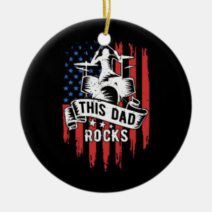 Mens This Dad Rocks Drums American Drumming Ceramic Tree Decoration