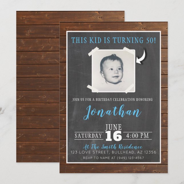 Mens This Kid is turning Adult Photo Invite (Front/Back)