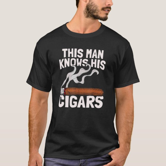 Mens This Man Knows His Cigars   Connoisseur Tobac T-Shirt (Front)
