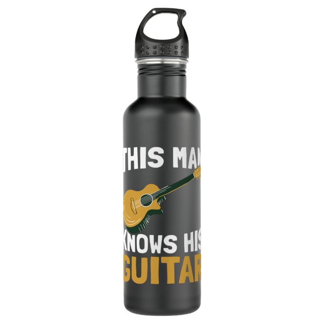 Mens This Man Knows His Guitar Player Musician 710 Ml Water Bottle (Front)