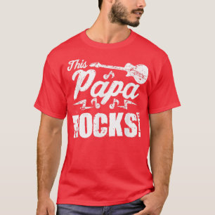Mens This Papa Rocks T Guitar Rock n Roll Funny T-Shirt
