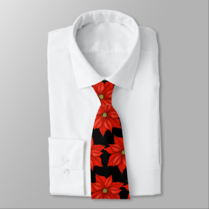 Men's Tie-Christmas Poinsettias Tie