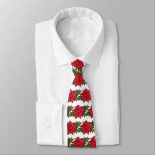 Men's Tie-Christmas Poinsettias Tie