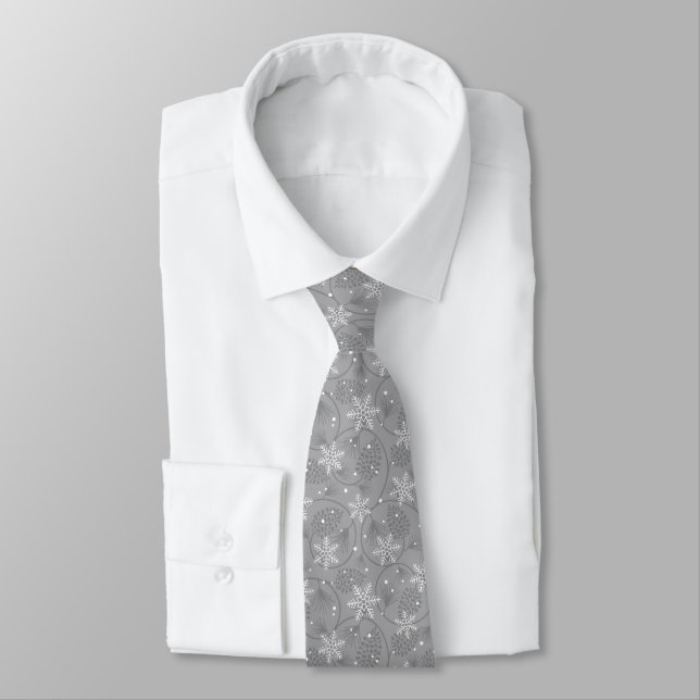 Men's Tie-Christmas Snowflakes Neck Tie (Tied)