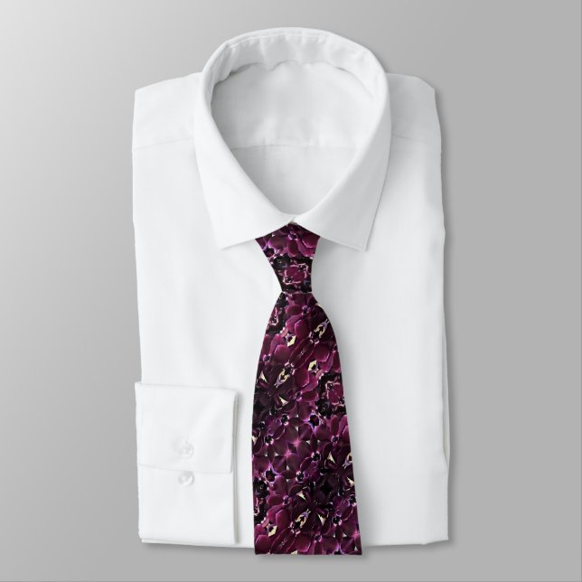 Men's Tie Dark Purple Orchids (Tied)